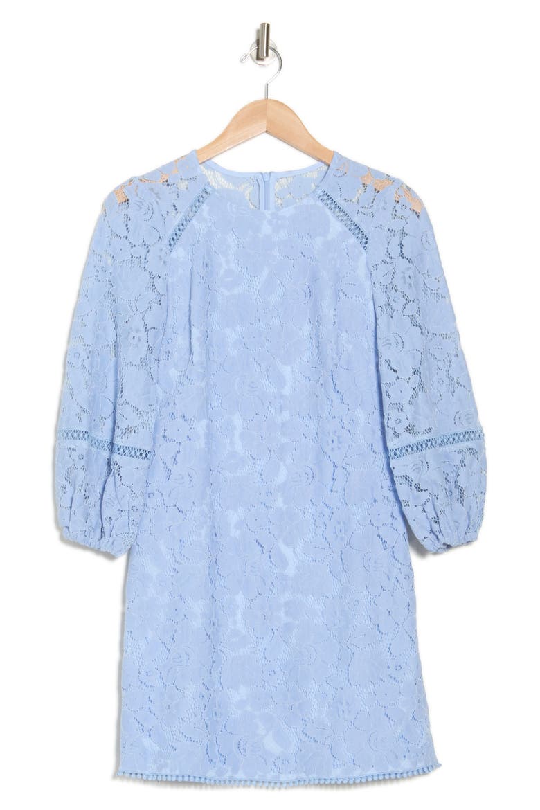 Lace Long Sleeve Dress, Alternate, color, SKY