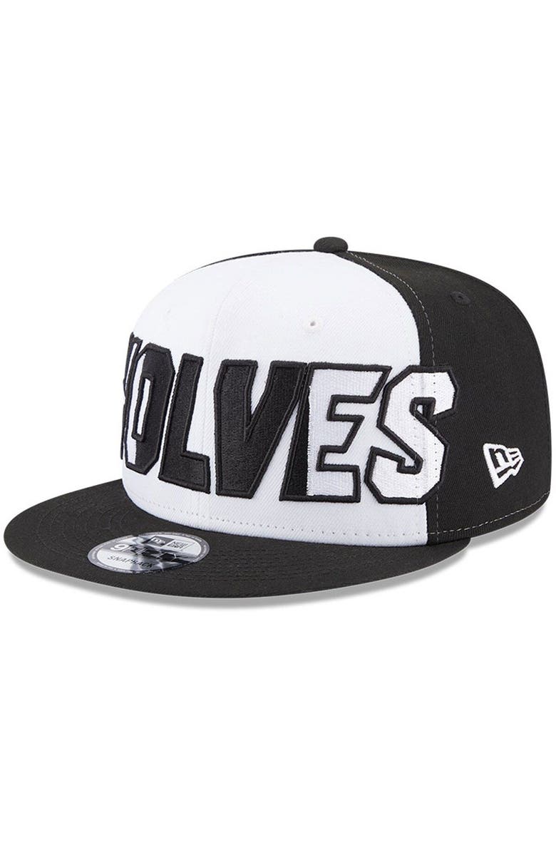 New Era Men's New Era  White/Black Minnesota Timberwolves Back Half 9FIFTY Snapback Hat, Alternate, color, 