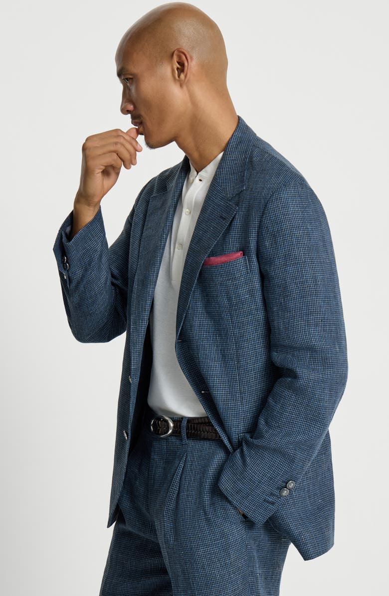 Brunello Cucinelli Houndstooth deconstructed blazer, Alternate, color, Denim