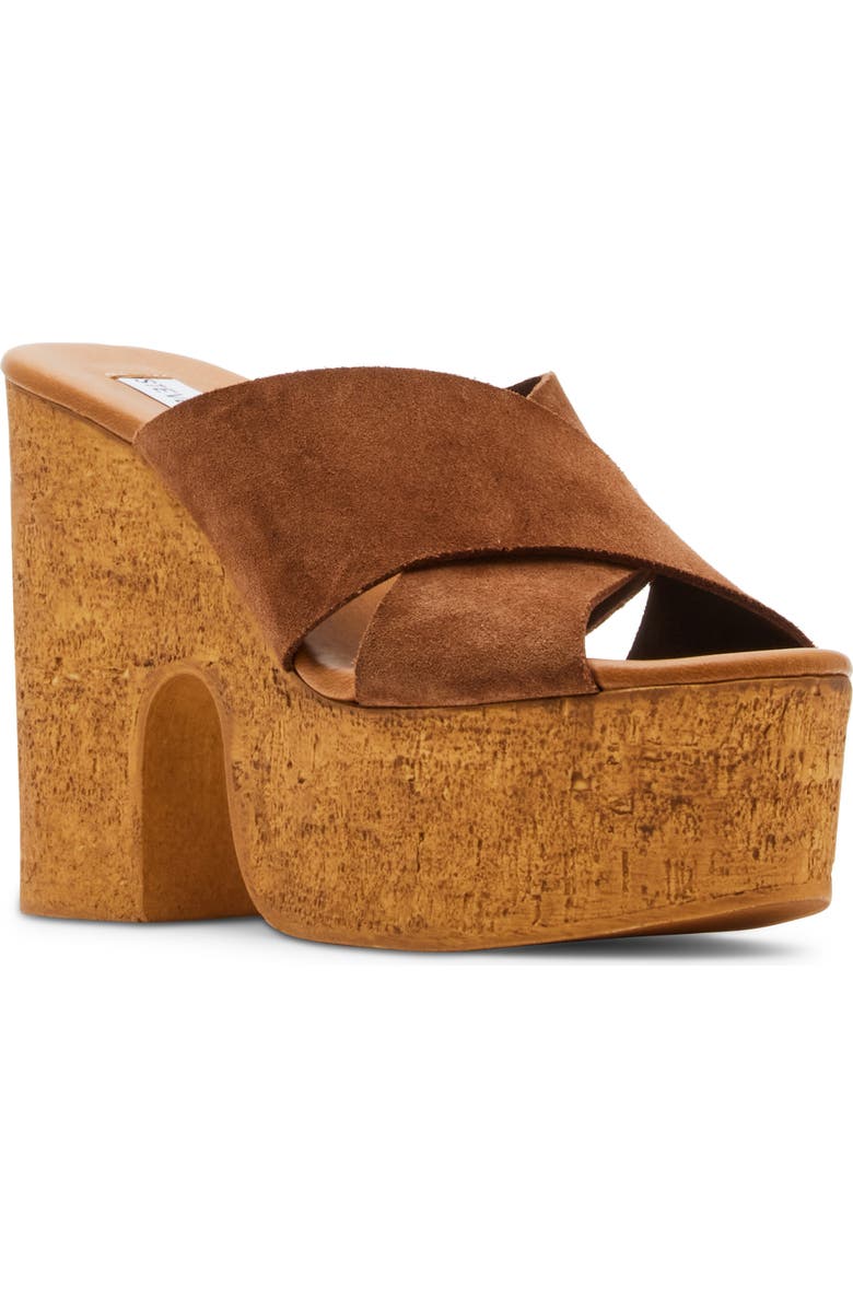 Steve Madden Saffron Platform Sandal, Main, color, Chestnut Suede