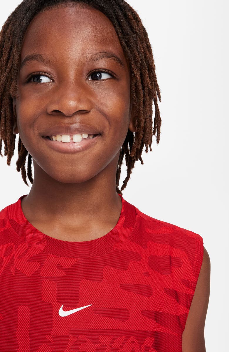 Nike Kids' Dri-FIT Multi Muscle Tee, Alternate, color, University Red/ White