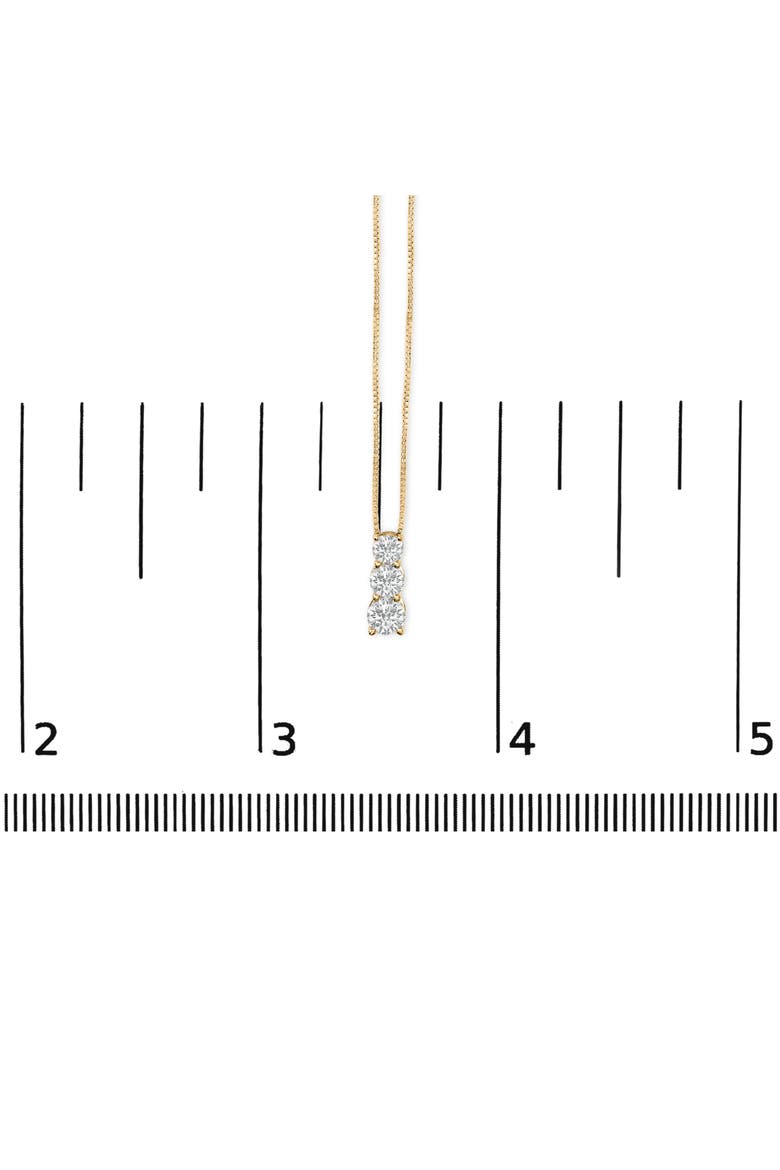 14K Gold 1/2 Cttw Lab Grown Diamond Three Stone Pendant Necklace, Alternate, color, Yellow