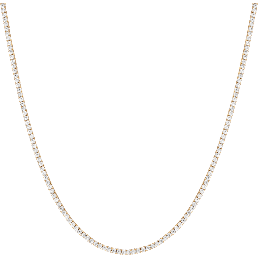 Aurate New York Lab Grown White Sapphire Tennis Necklace In Gold