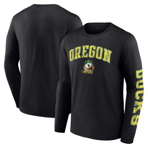 Men's Fanatics Branded Black Oregon Ducks Distressed Arch Over Logo Long Sleeve T-Shirt