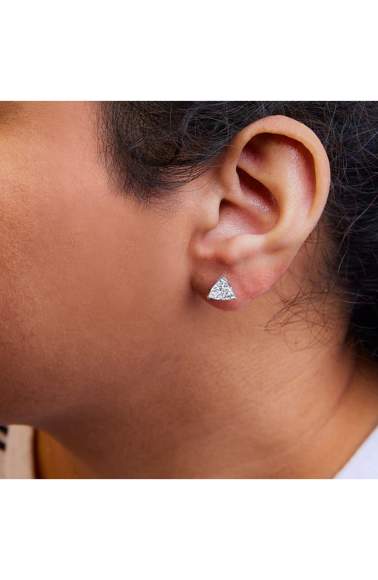 Haus of Brilliance 14K White Gold 2.0 Ct Trillion Lab Grown Diamond 3-Prong Solitaire Stud Earrings, Alternate, color, White