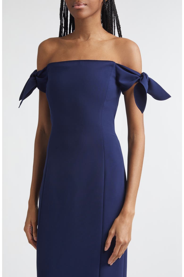 Off the Shoulder Stretch Crepe Column Dress, Alternate, color, MIDNIGHT