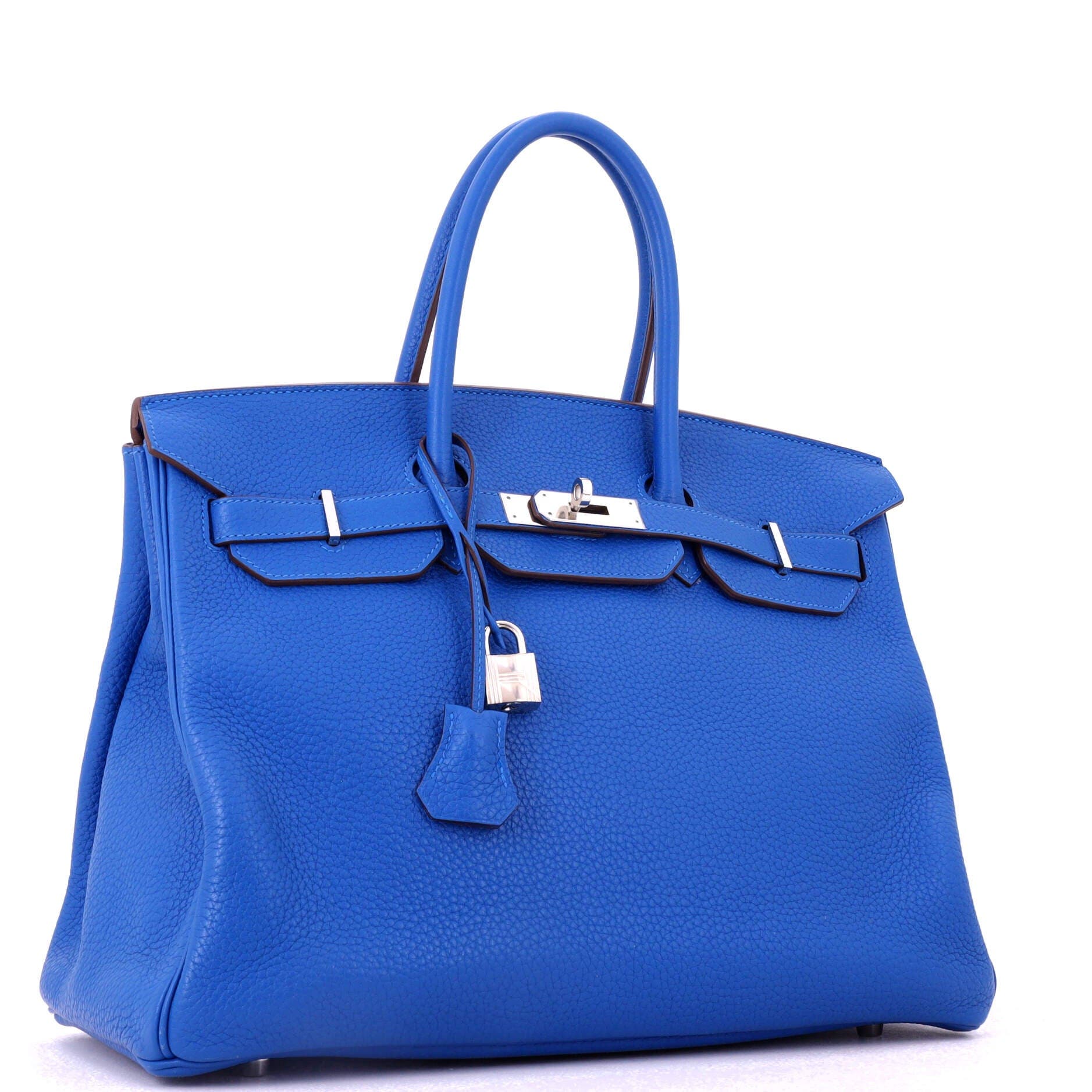 Pre-Owned Hermes Birkin Handbag Blue Clemence with Palladium Hardware 35, Alternate, color, Mykonos