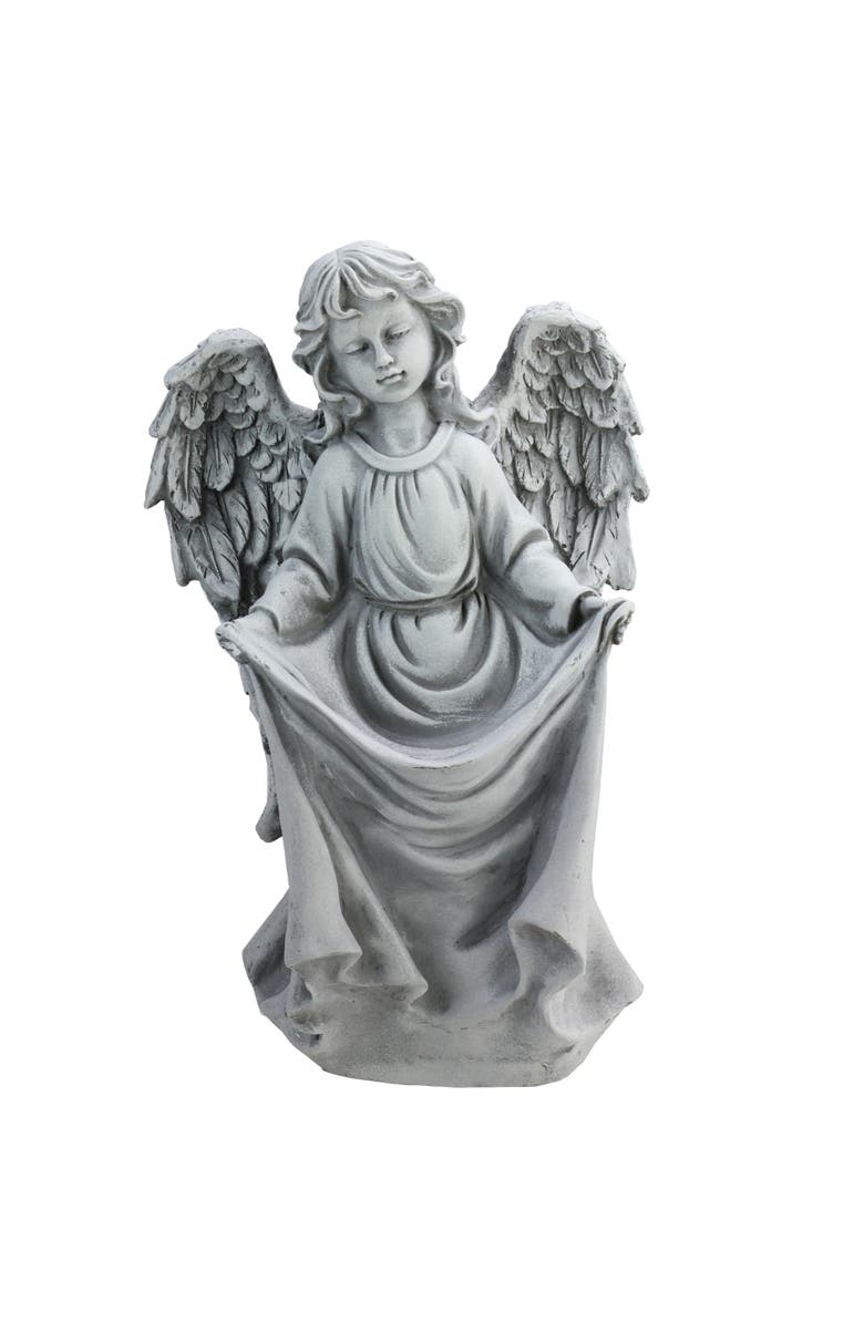 Northlight 16.5" Gray Angel Decorative Outdoor Garden Bird Feeder Statue, Main, color, Gray