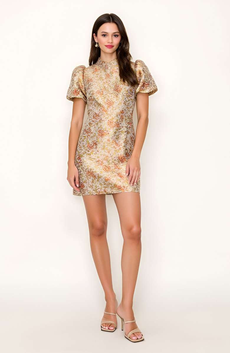 Modenaire Floral Puff Sleeve Mini Dress, Alternate, color, 