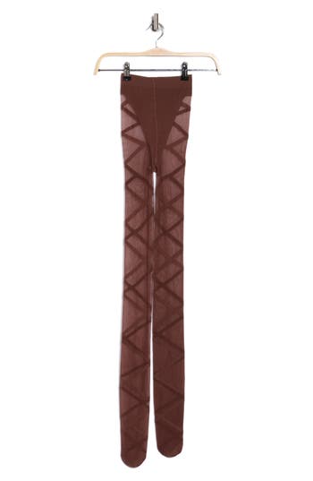 Nordstrom Rack Lace Up Illusion Tights In Brown