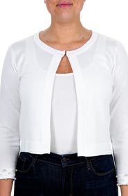 Nina Leonard Imitation Pearl Cuff Bolero Cardigan