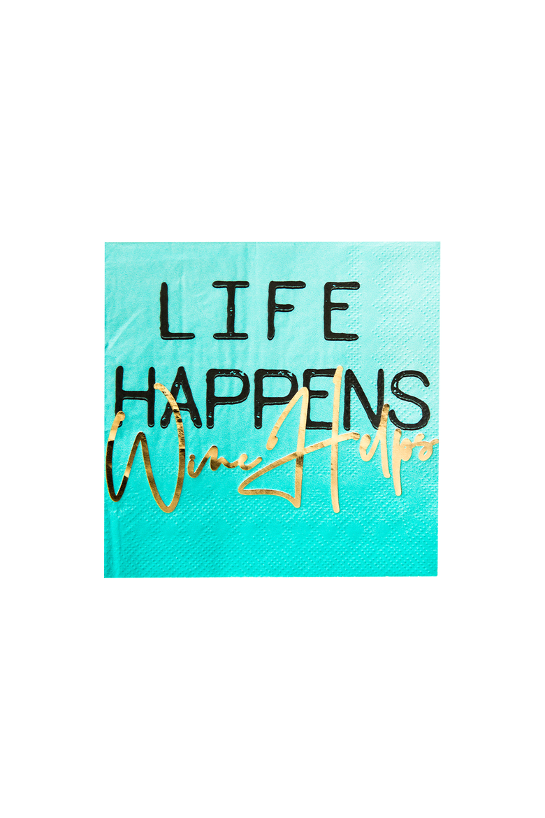 Wine Themed Cocktail Napkins, Main, color, "Life Happens, Wine Helps"