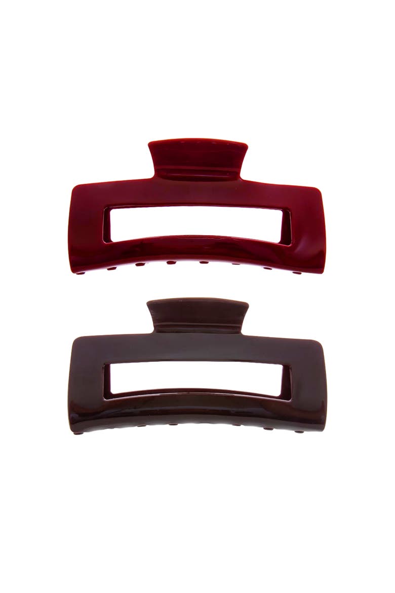 Large Colored Gloss Cutout Claw Clip, Main, color, Burgundy & Brown