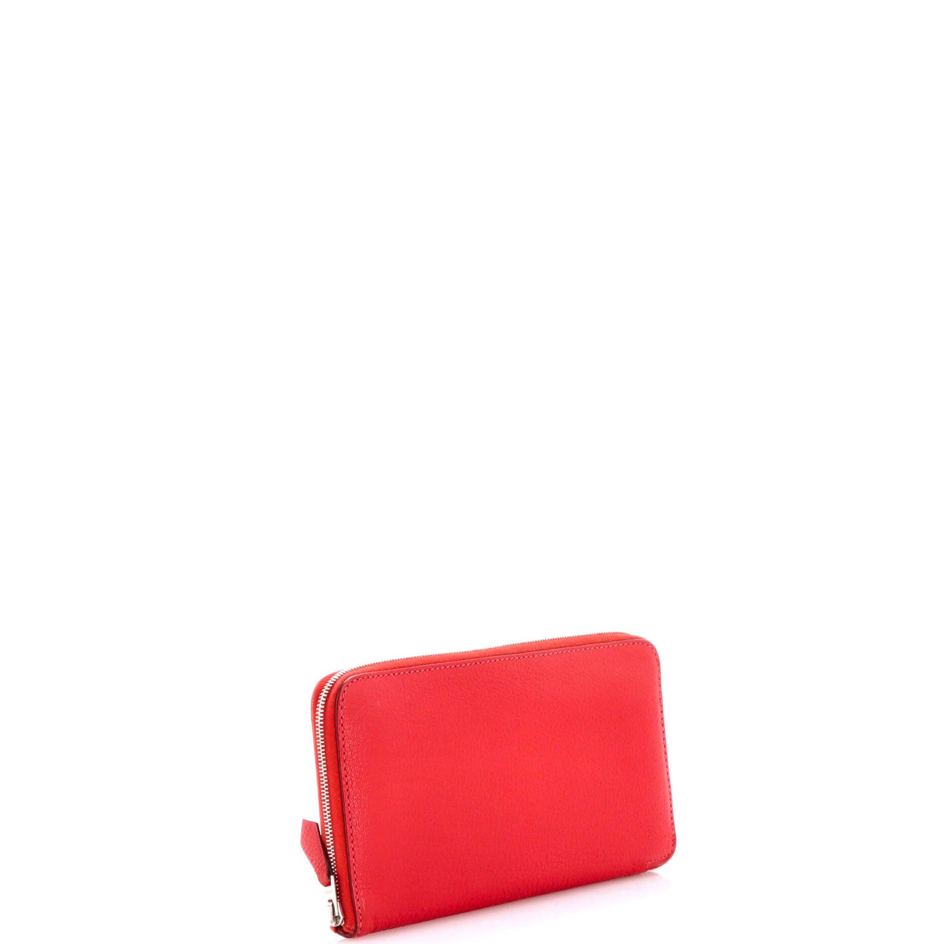 Pre-Owned Hermes Azap Zip Around Wallet Chevre Mysore Long, Alternate, color, Rouge Casaque