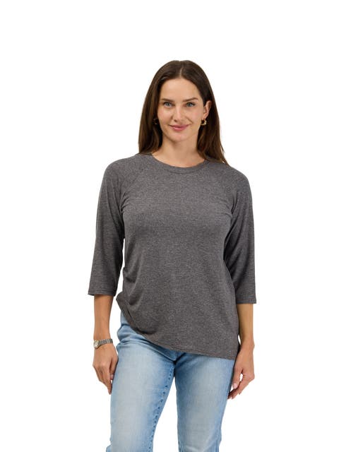 Basic Womens Soft Stretch Three Quarter Sleeve Relaxed Top