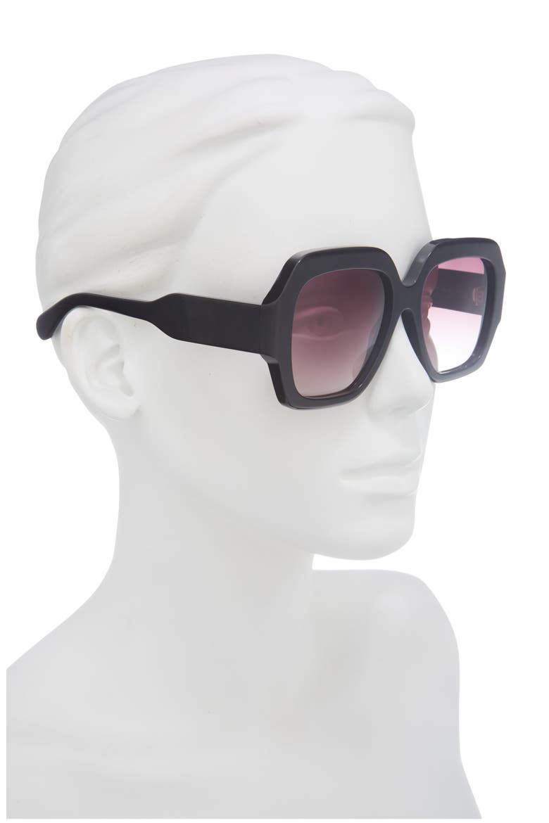 56mm Rectangular Sunglasses, Alternate, color, BLACK BLACK RED