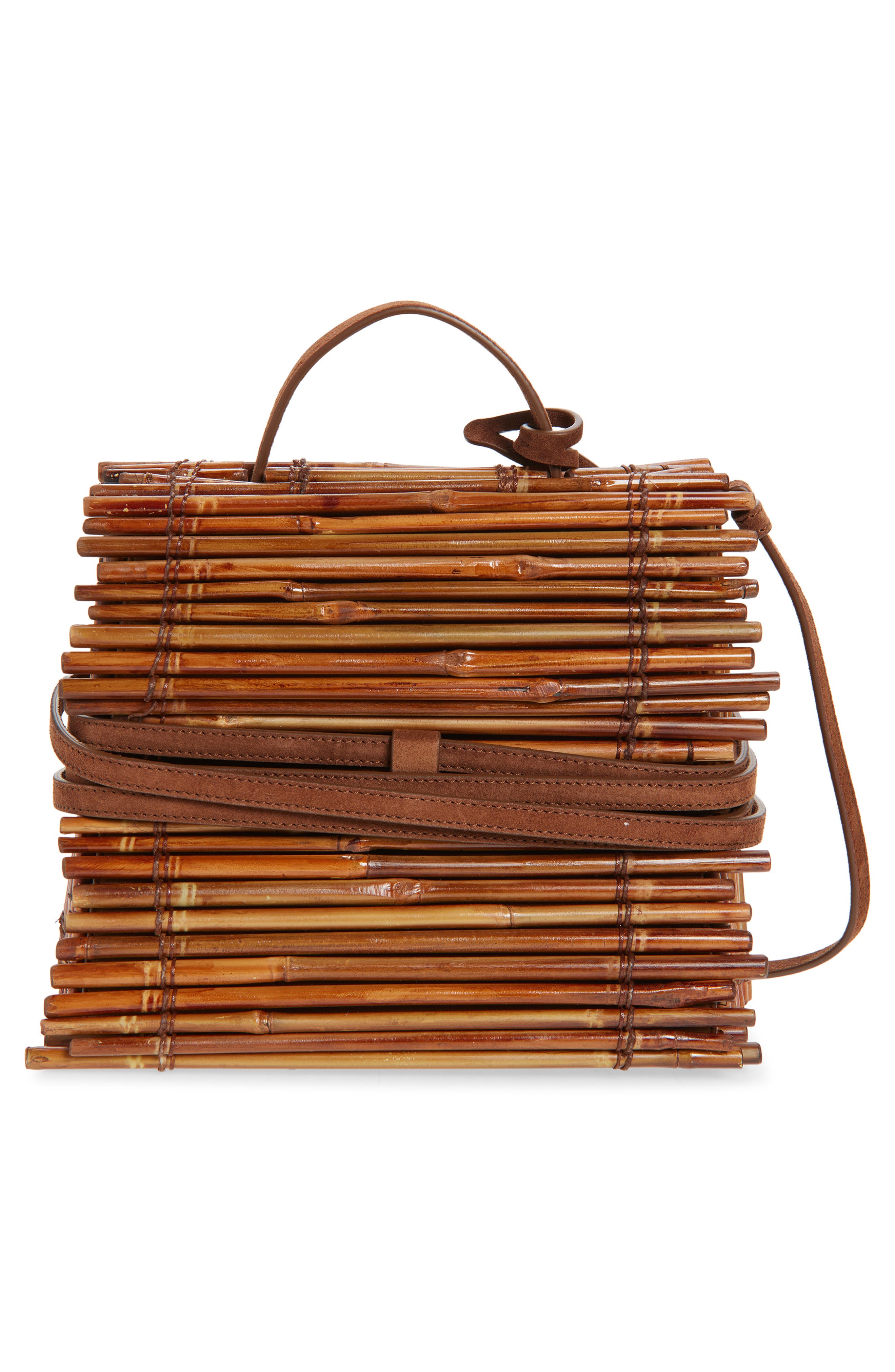 Moschino Tie Me Bamboo Top Handle Bag, Alternate, color, 30A One Color