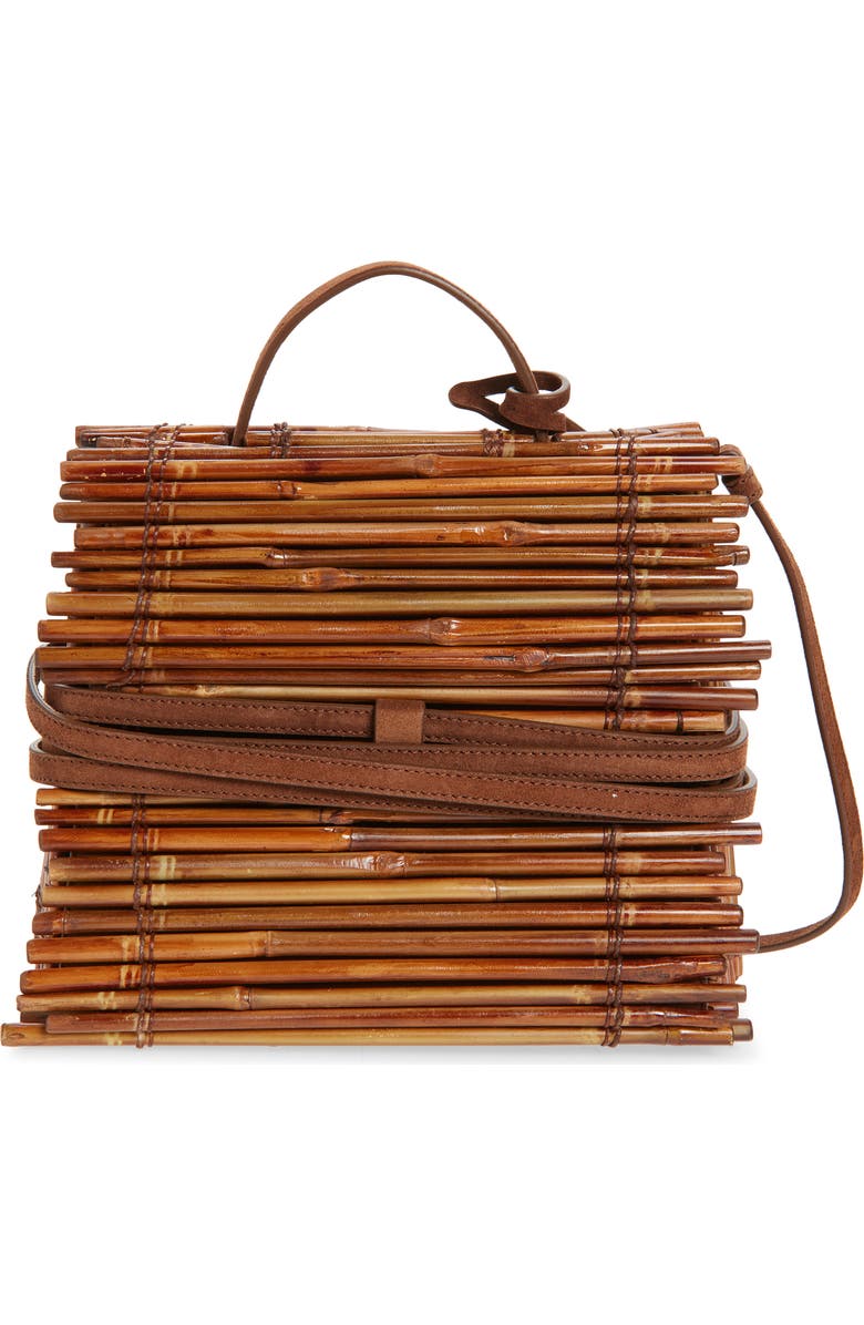 Moschino Tie Me Bamboo Top Handle Bag, Alternate, color, 30A One Color