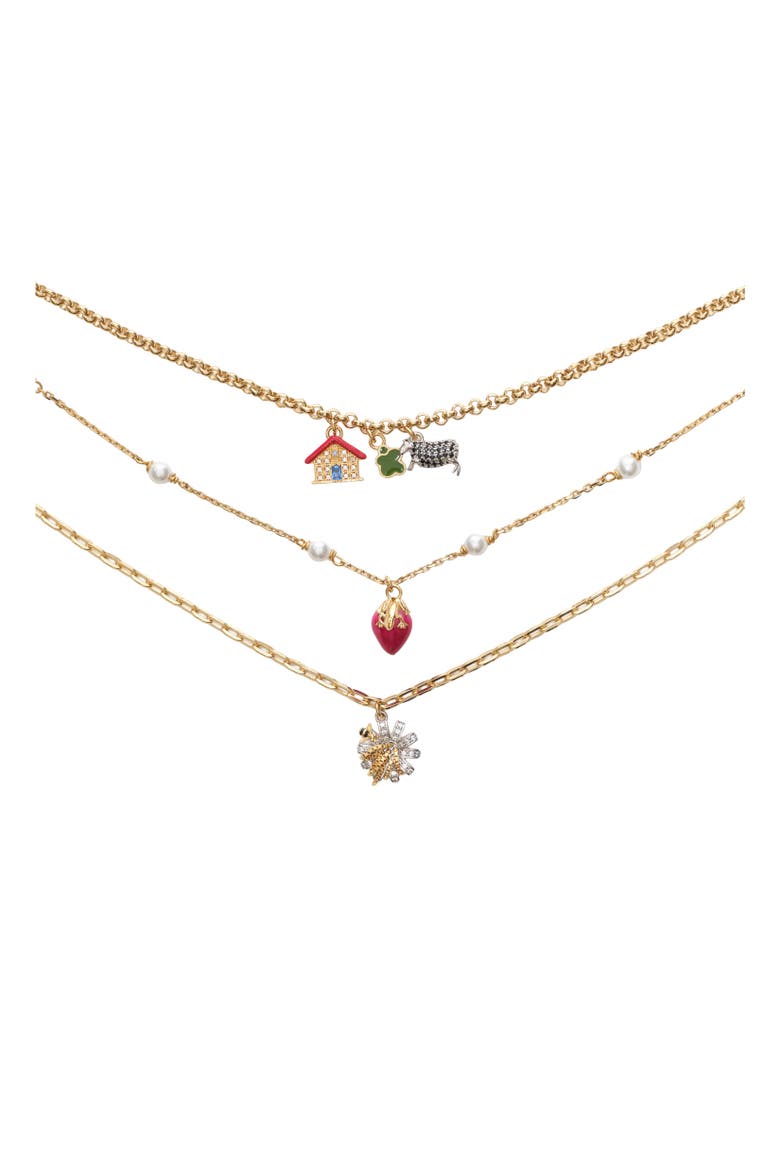 Multi-layered Charm Necklace, Alternate, color, Gold/silver/multicolour