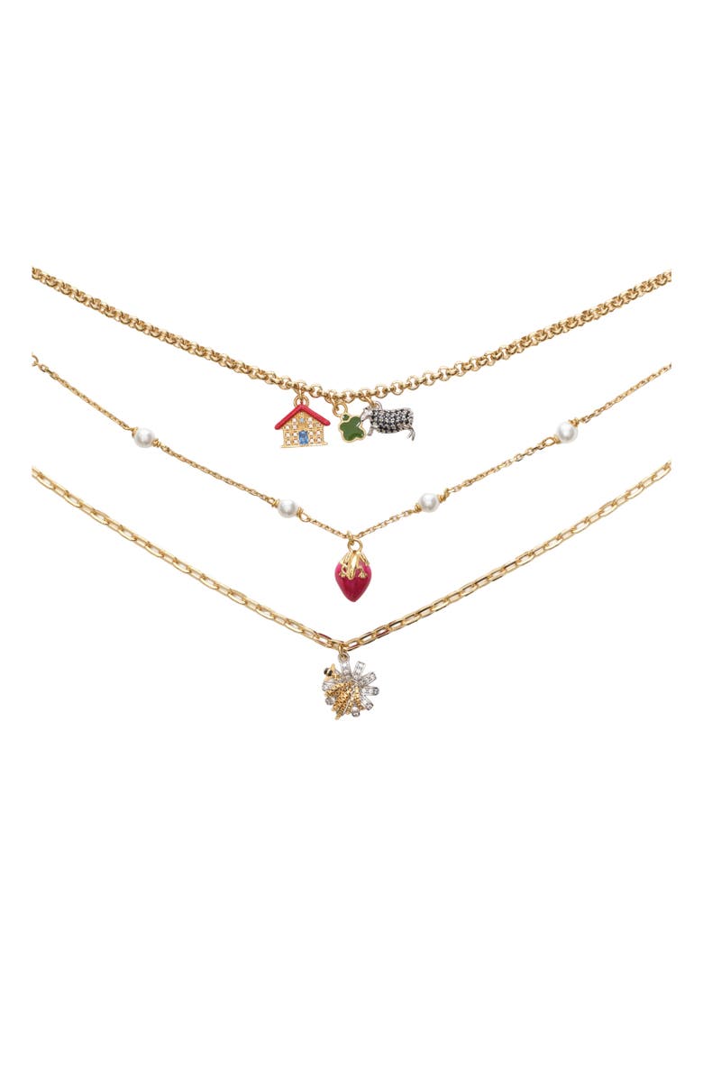 Burberry Multi-layered Charm Necklace, Alternate, color, Gold/Silver/Multicolour