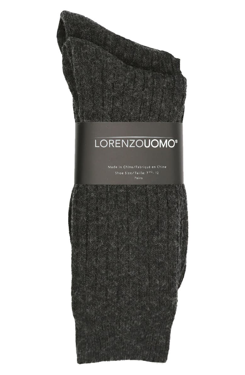 Lorenzo Uomo Ribbed Cashmere Blend Crew Socks - Pack of 2, Alternate, color, 