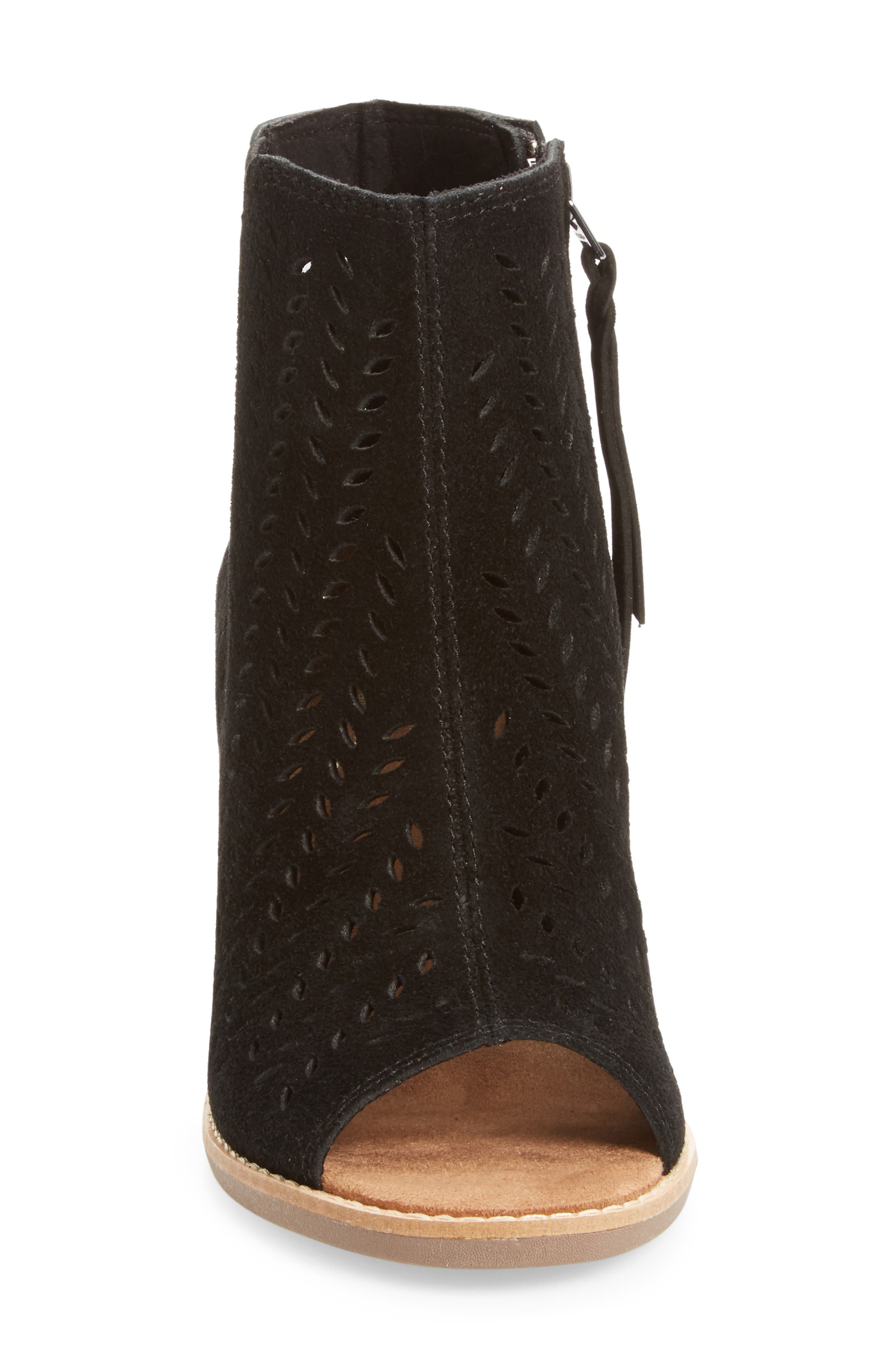 Majorca Perforated Suede Bootie, Alternate, color, BLACK