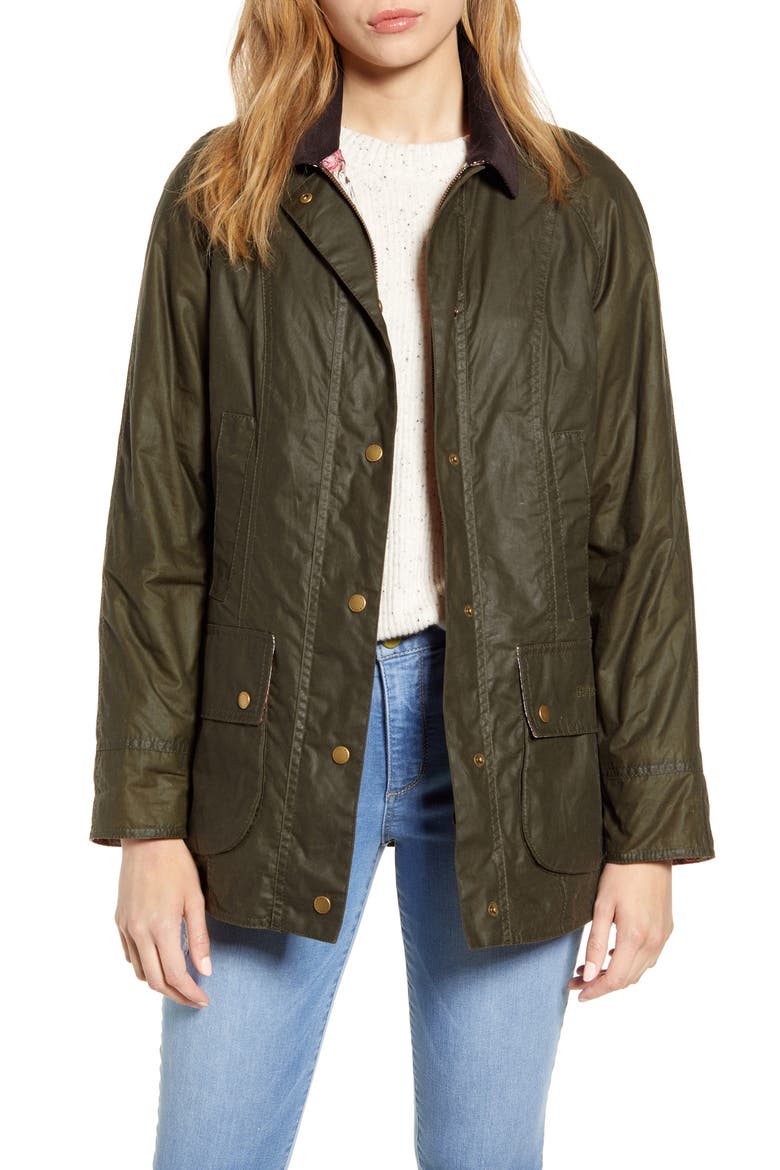Violet Lightweight Waxed Cotton Canvas Coat, Main, color, ARCHIVE OLIVE