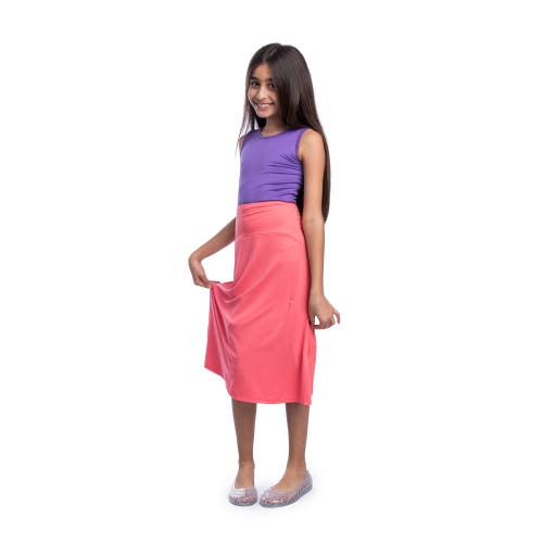 24sevenkid Casual Elastic Waist A-line Skirt In Orange