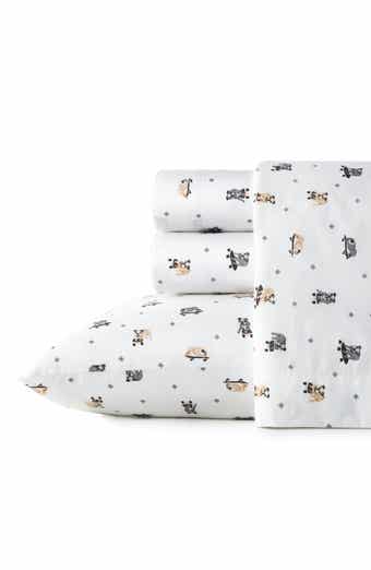 POPPY AND FRITZ Skateboarding Bulldogs 200 Thread Count Cotton Percale Sheet Set