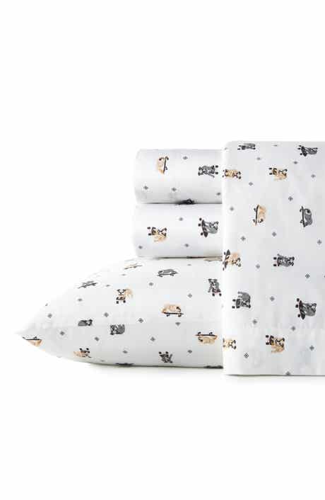 POPPY AND FRITZ Skateboarding Bulldogs 200 Thread Count Cotton Percale Sheet Set