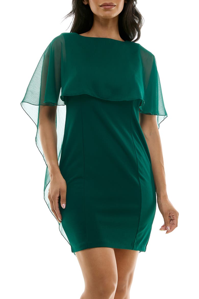 Popover Chiffon Sheath Dress, Alternate, color, EMERALD