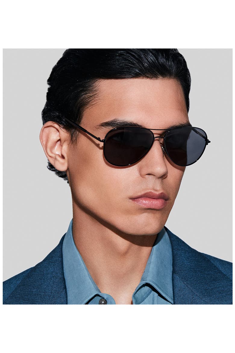 Clark 59mm Pilot Sunglasses, Alternate, color, SHINY BLACK/ POLAR SMOKE