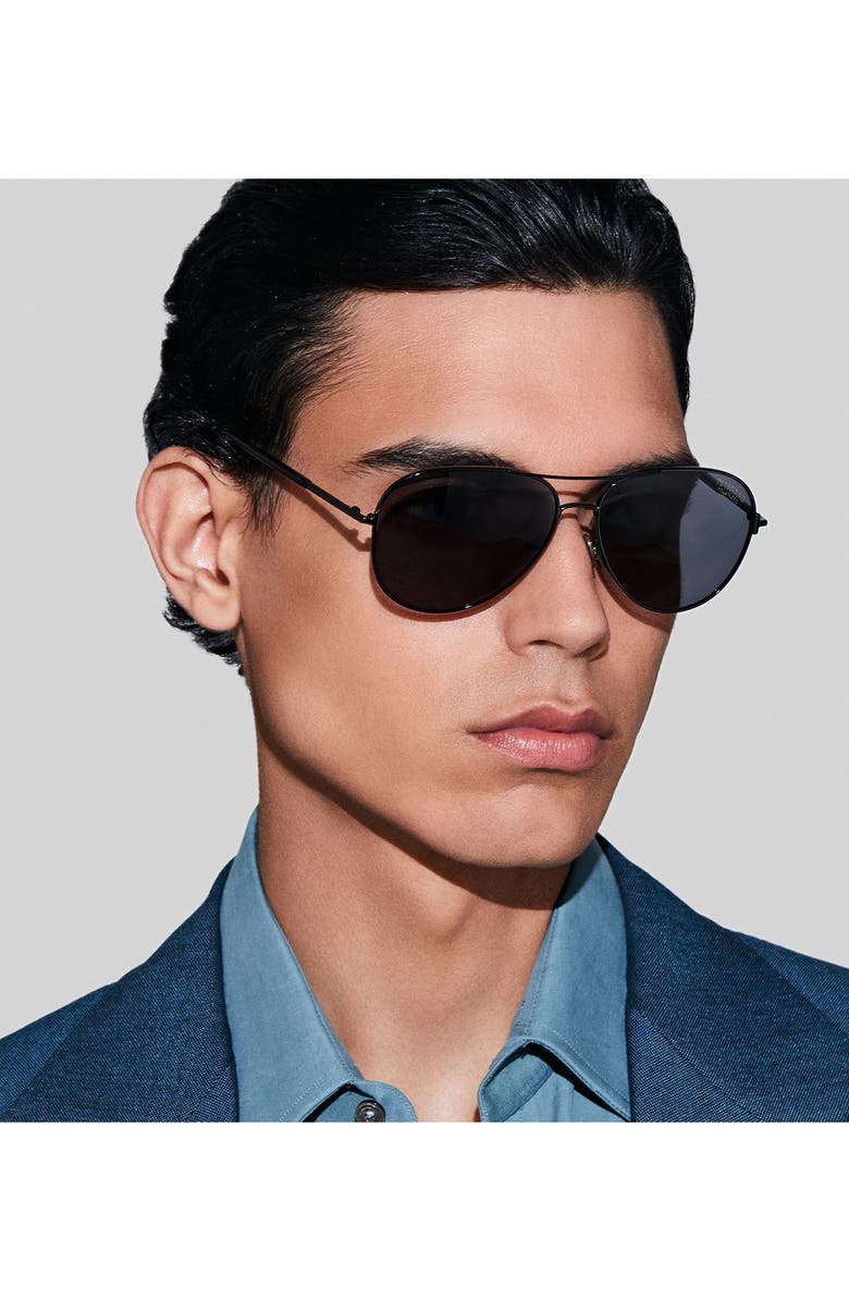 TOM FORD Clark 59mm Pilot Sunglasses, Alternate, color, Shiny Black/ Polar Smoke