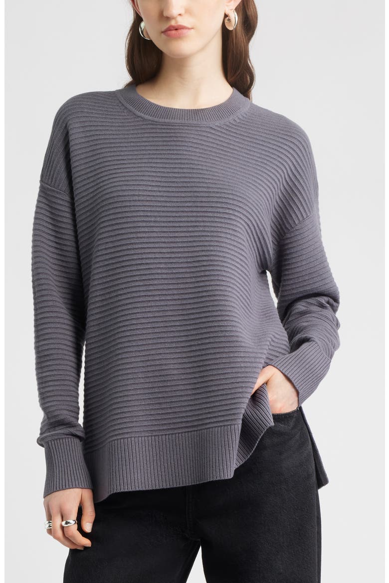 Cotton & Cashmere Ottoman Sweater, Main, color, GREY AGATE