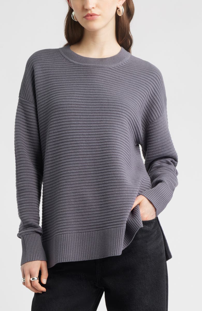 Nordstrom Cotton & Cashmere Ottoman Sweater, Main, color, Grey Agate
