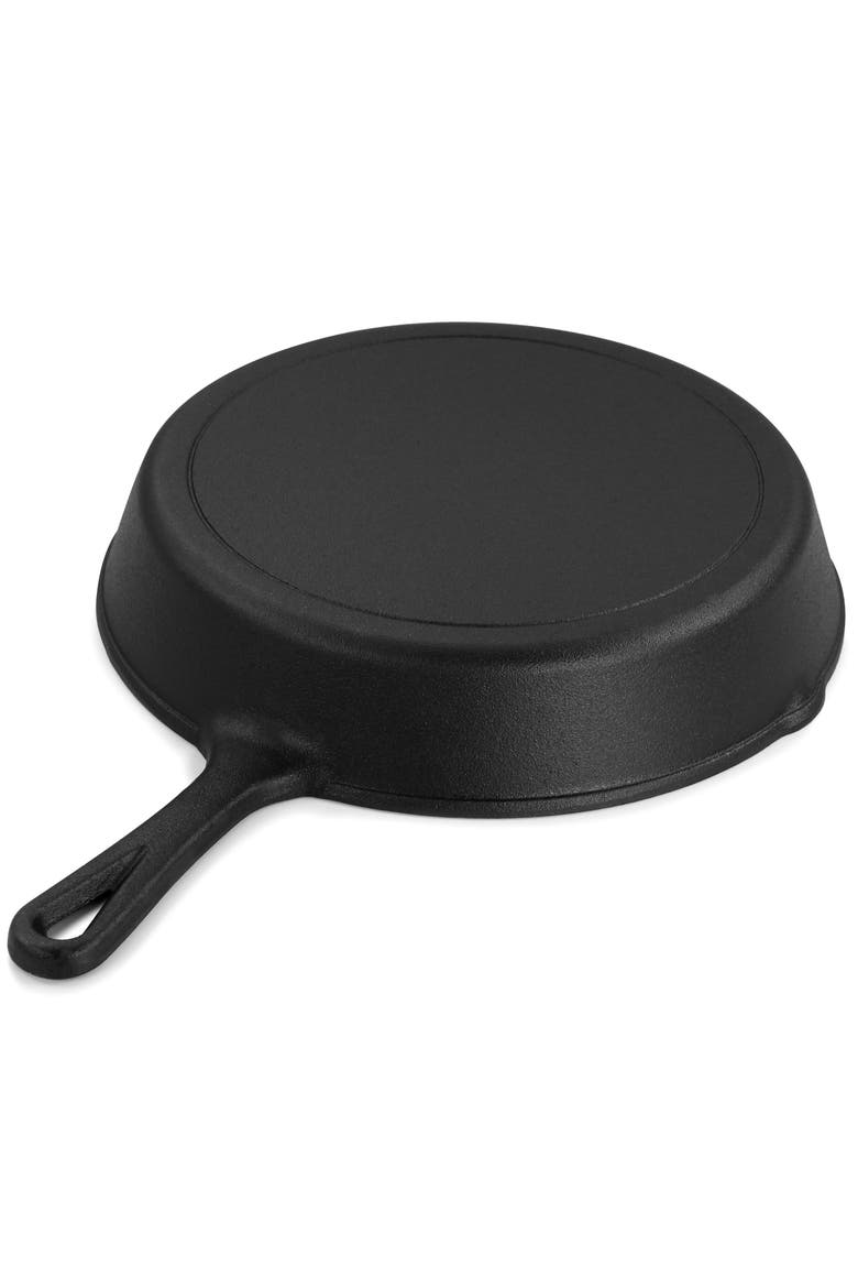 10 Inch Round Preseasoned Cast Iron Frying Pan with Handle, Alternate, color, Black