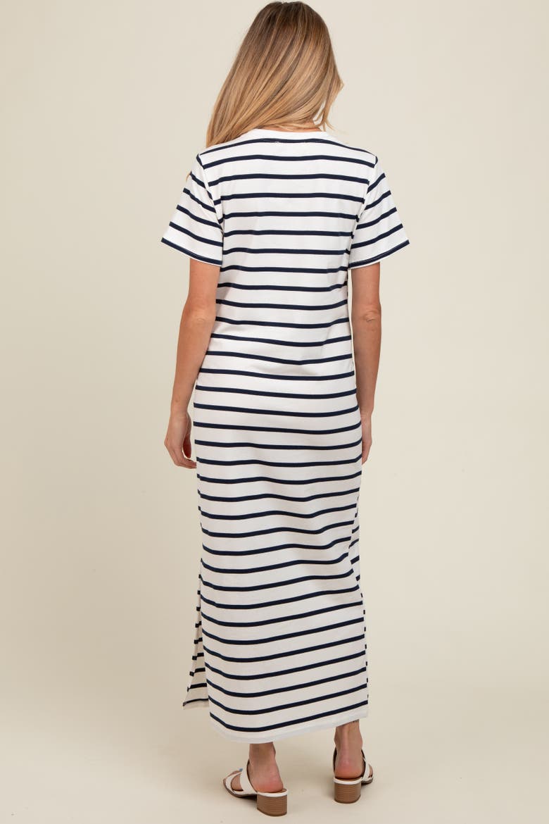 Striped Side Slit Maxi Dress, Alternate, color, Navy Blue