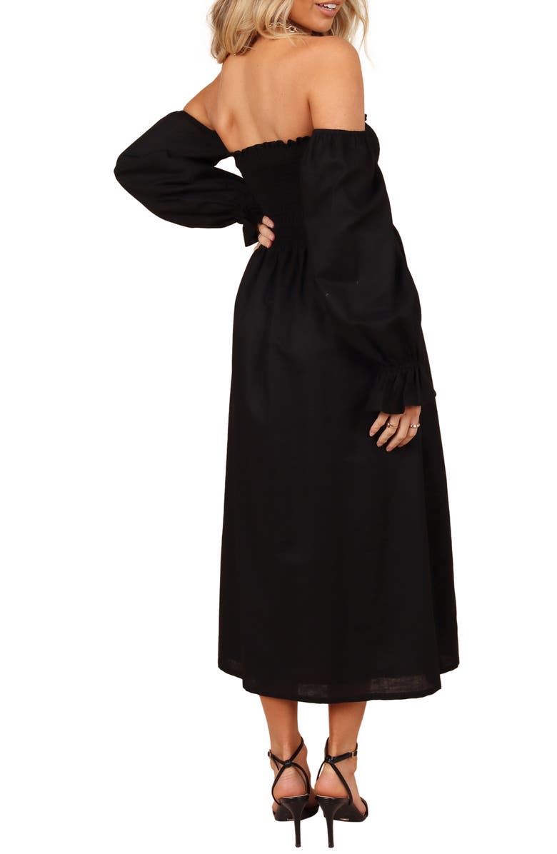 Petal & Pup Domenica Off the Shoulder Linen Blend Midi Dress, Alternate, color, 