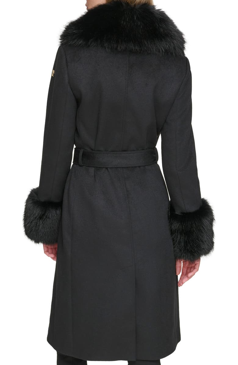 KARL LAGERFELD PARIS Faux Fur & Wool Blend Coat, Alternate, color, Black