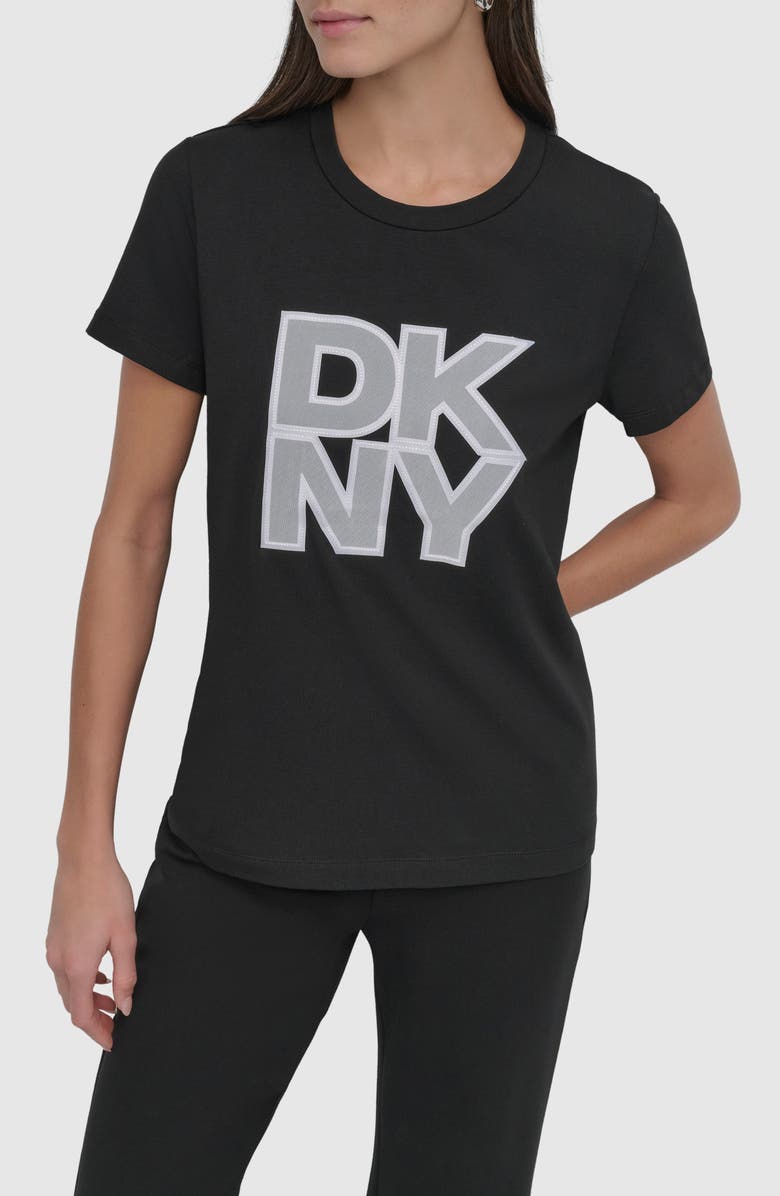 DKNY Logo Appliqué T-Shirt, Main, color, 