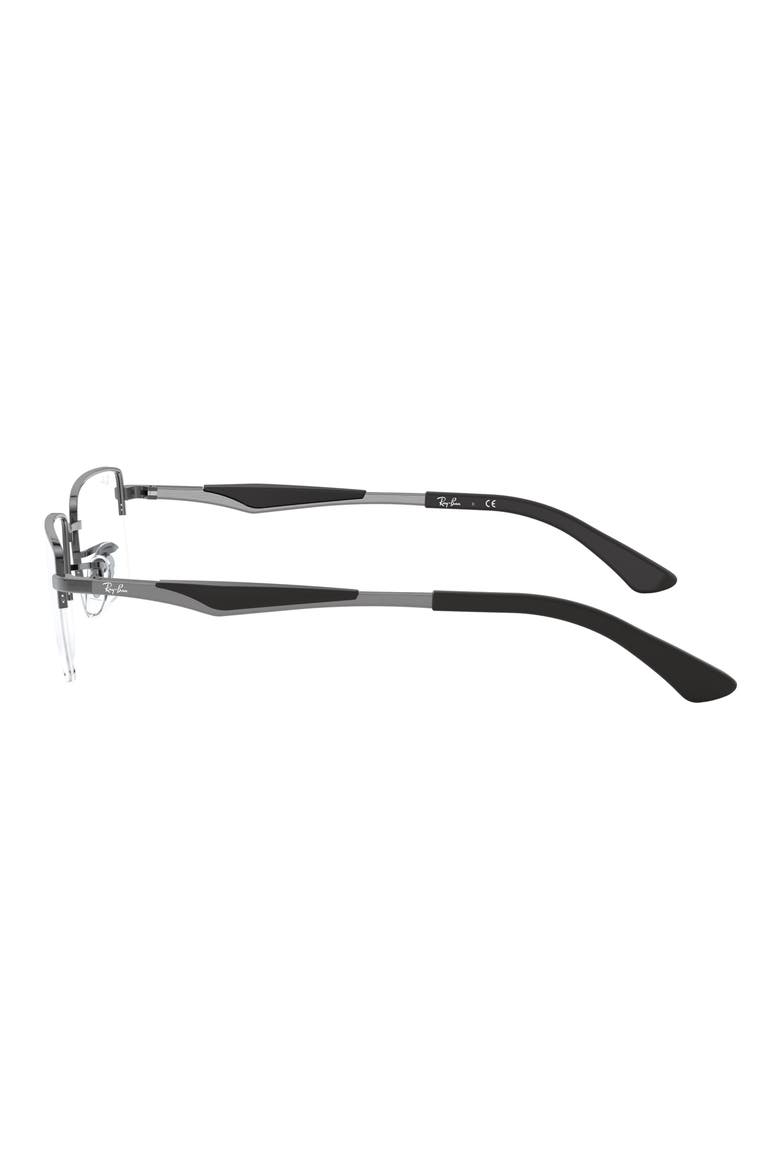 53mm Semi Rimless Rectangular Optical Glasses, Alternate, color, GUNMETAL