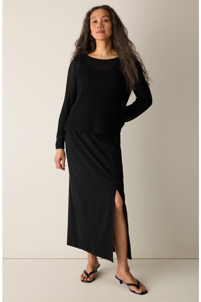 Jersey Midi Skirt, Alternate, color, BLACK