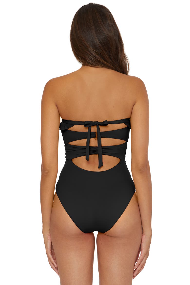 Ruffle Strappy One-PIece Swimsuit, Alternate, color, BLACK