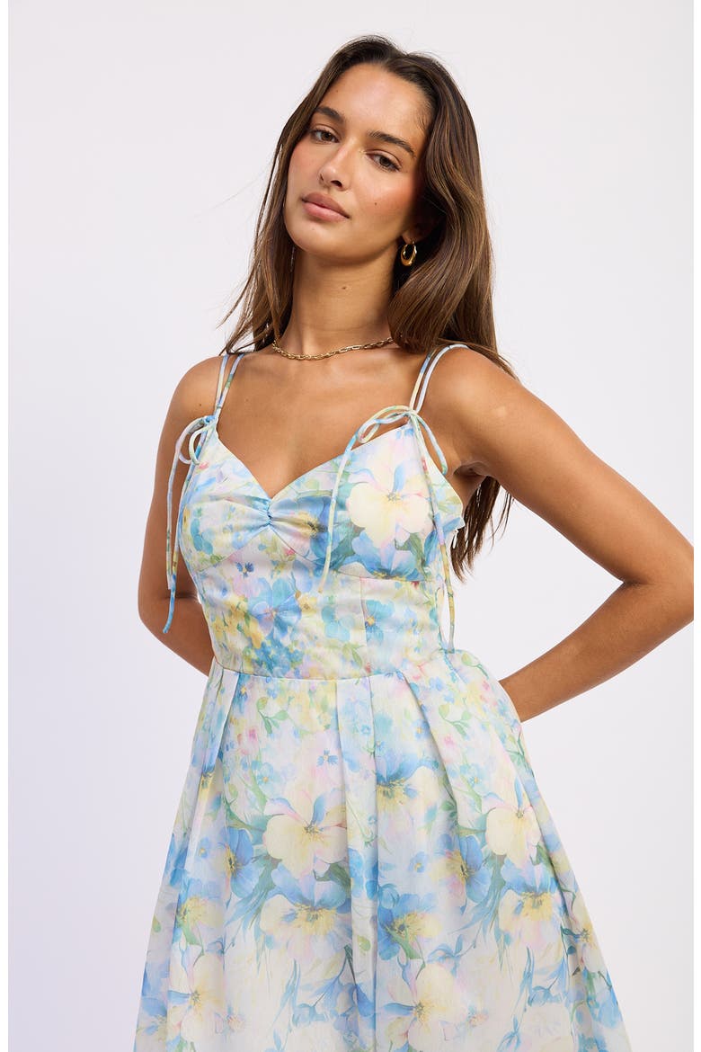 Vivian Tie Straps Midi Dress, Alternate, color, IVORY BLUE YELLOW