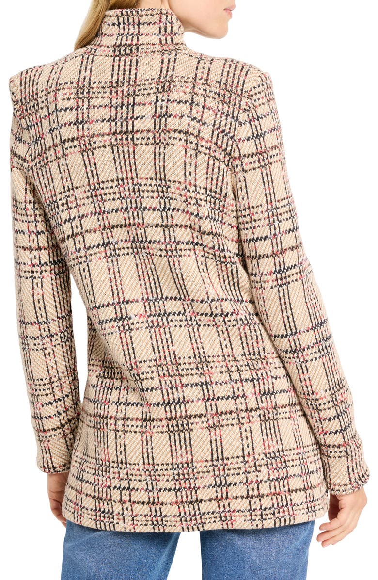 NIC+ZOE Stitchy Plaid Knit Blazer, Alternate, color, Neutral Multi
