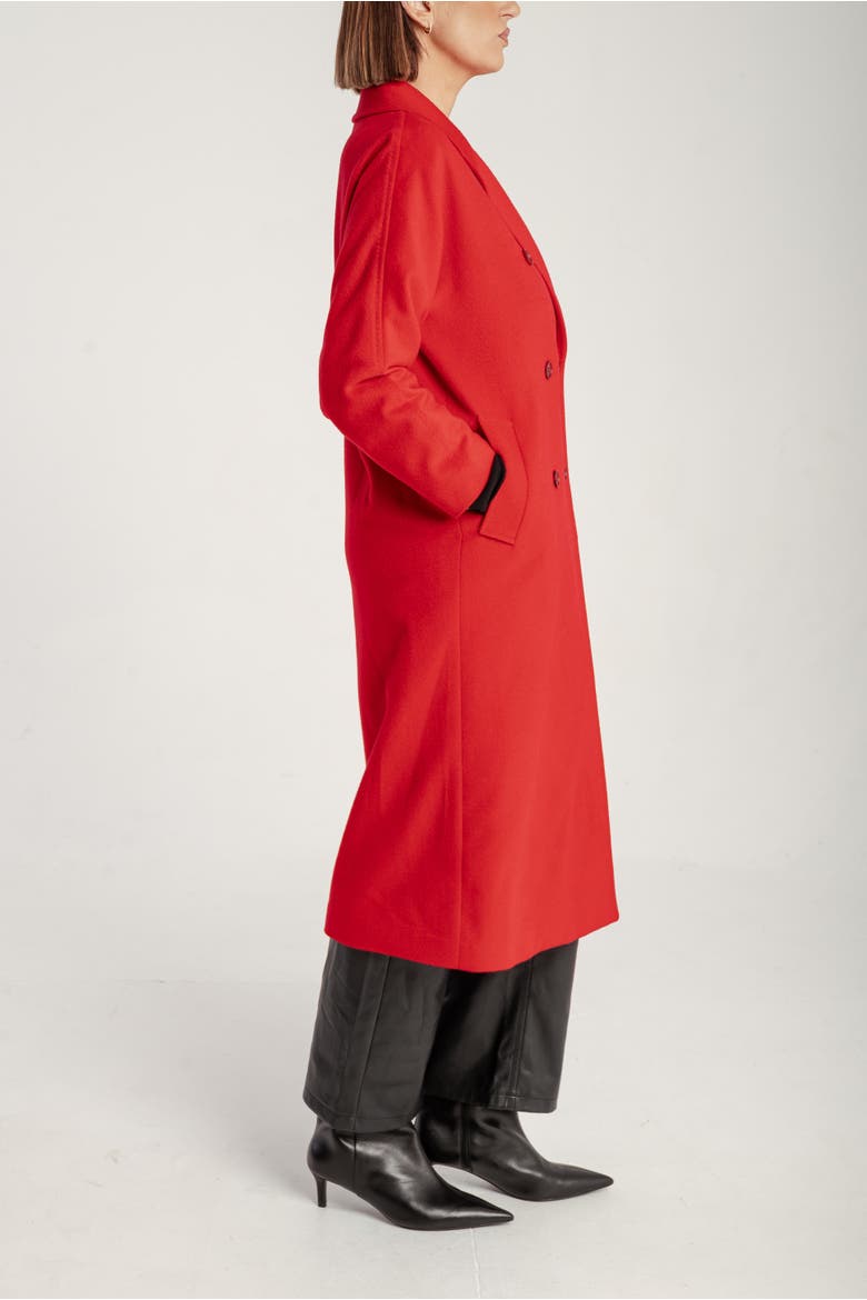 Cashmere Double Breasted Long Coat, Alternate, color, Red
