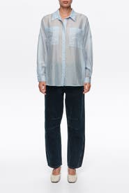 BIMBA Y LOLA Oversize Shirt with Mini Rivets and Stripes