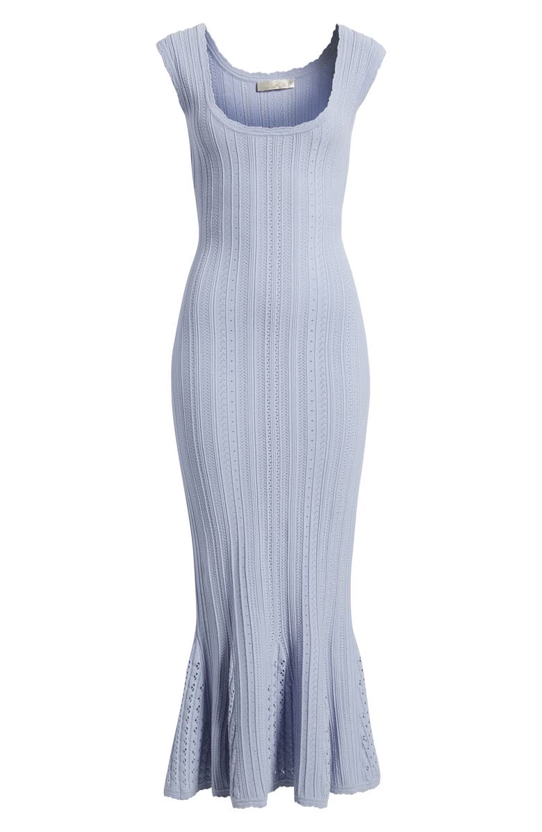 LoveShackFancy Tayleen Pointelle Knit Midi Dress, Alternate, color, Moon Wash