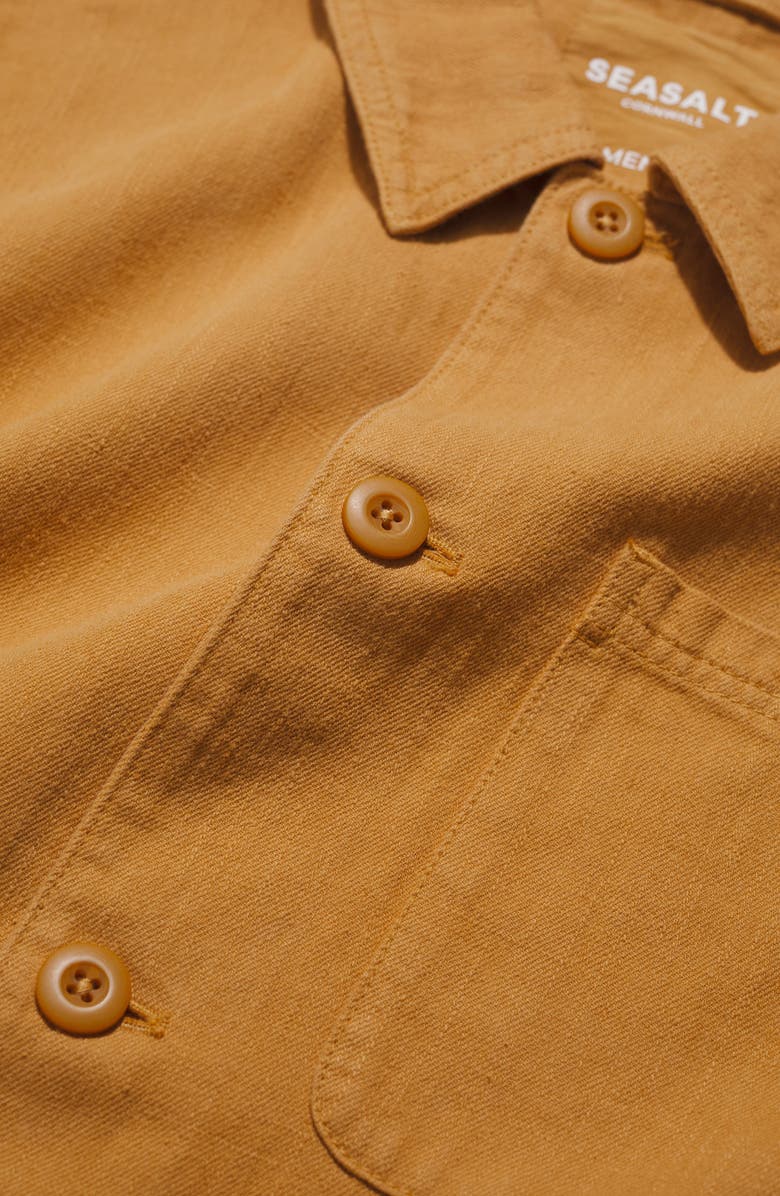 Seasalt Cornwall Well Wright Organic Cotton & Linen Shirt Jacket, Alternate, color, Mustard Seed