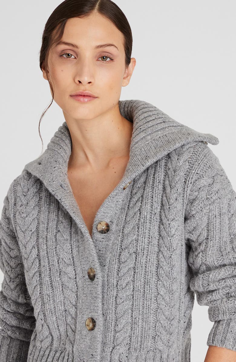 Club Monaco Chunky Mixed Cable Stitch Wool Blend Crop Cardigan, Alternate, color, 
